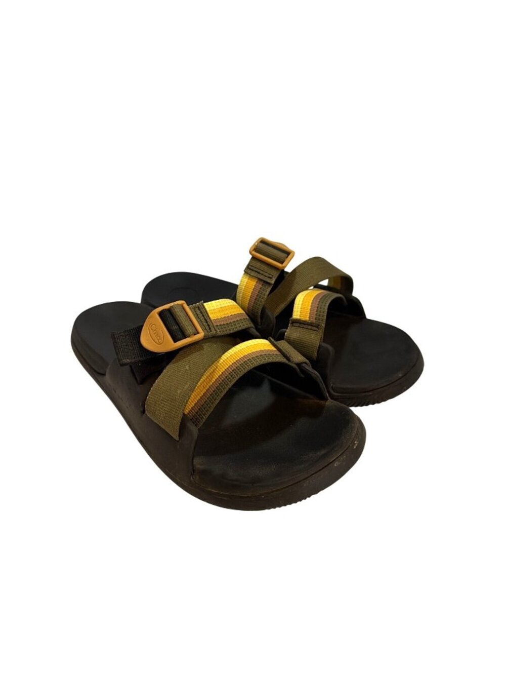 Chaco Chillos Adjustable Slide Sandals Black & Yellow Straps Size W11